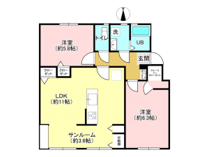 相模原市南区相武台、マンションの間取り画像です