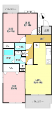 相模原市南区西大沼、マンションの間取り画像です