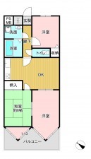 相模原市南区新磯野、マンションの間取り画像です