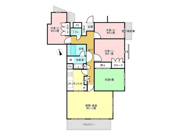 相模原市南区新磯野、マンションの間取り画像です