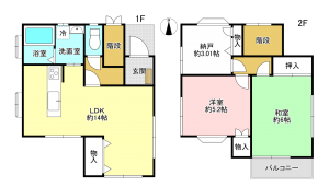 相模原市南区下溝、中古一戸建ての間取り画像です