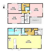 相模原市南区下溝、新築一戸建ての間取り画像です