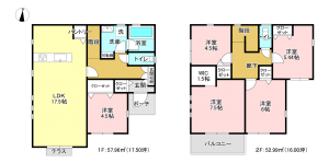 相模原市南区麻溝台、新築一戸建ての間取り画像です