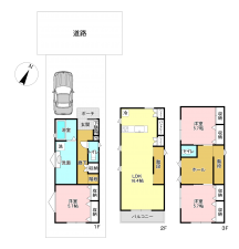 相模原市南区南台、新築一戸建ての間取り画像です