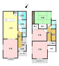 相模原市南区若松、中古一戸建ての間取り画像です