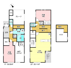 相模原市南区栄町、新築一戸建ての間取り画像です