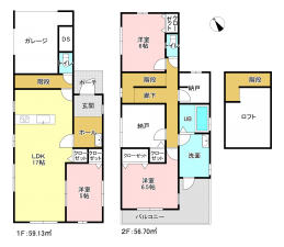 相模原市南区栄町、新築一戸建ての間取り画像です