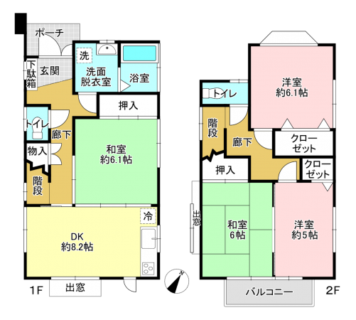 相模原市南区若松、中古一戸建ての間取り画像です