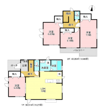 相模原市南区下溝、新築一戸建ての間取り画像です