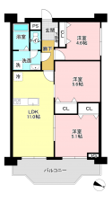 相模原市南区上鶴間、マンションの間取り画像です