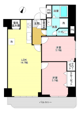 相模原市南区松が枝町、マンションの間取り画像です