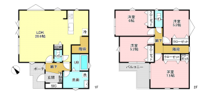 相模原市南区御園、新築一戸建ての間取り画像です