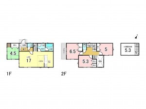 相模原市南区下溝、中古一戸建ての間取り画像です