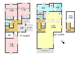 相模原市南区若松、新築一戸建ての間取り画像です