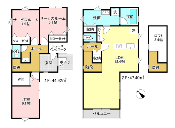 相模原市南区若松、新築一戸建ての間取り画像です