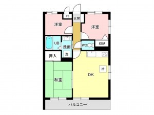 相模原市南区古淵、マンションの間取り画像です