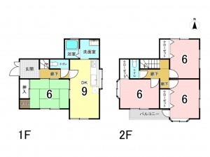 相模原市南区御園、中古一戸建ての間取り画像です