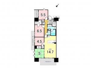相模原市南区上鶴間本町、マンションの間取り画像です