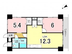 相模原市南区大野台、マンションの間取り画像です