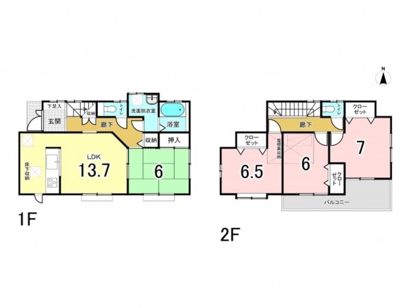 相模原市南区麻溝台、中古一戸建ての間取り画像です