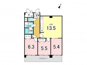 相模原市南区旭町、マンションの間取り画像です