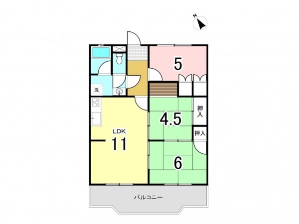 相模原市南区上鶴間、マンションの間取り画像です