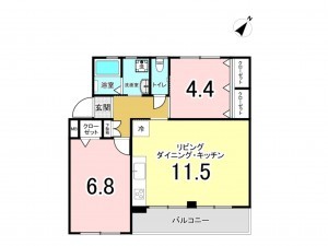 相模原市南区相武台、マンションの間取り画像です