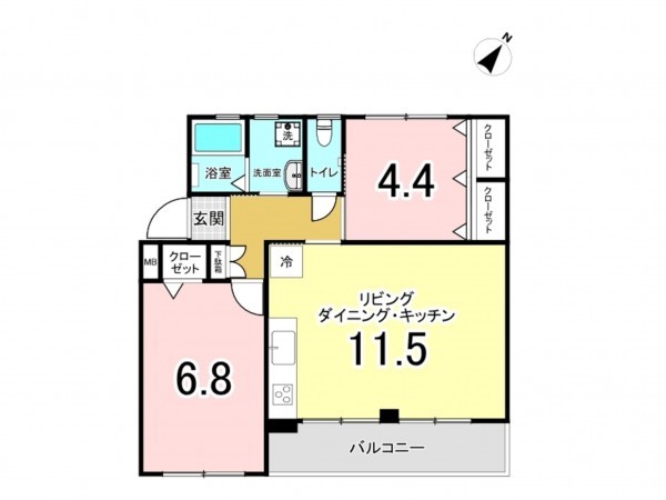 相模原市南区相武台、マンションの間取り画像です