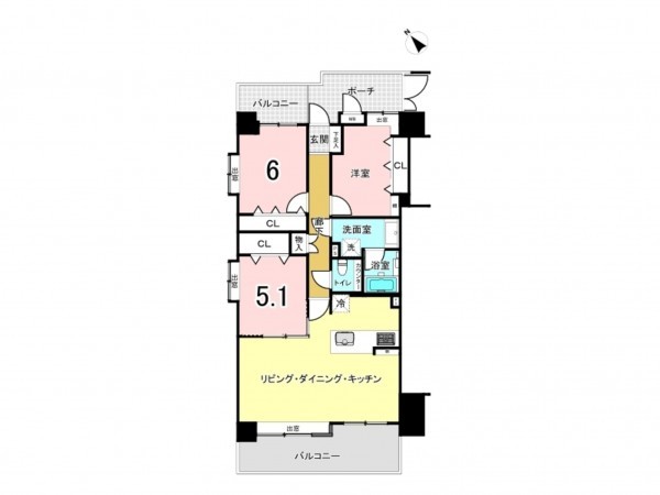 相模原市南区相南、マンションの間取り画像です