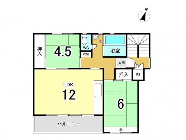 相模原市南区相武台、マンションの間取り画像です