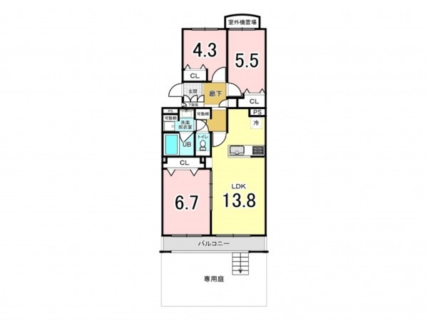 相模原市南区東林間、マンションの間取り画像です