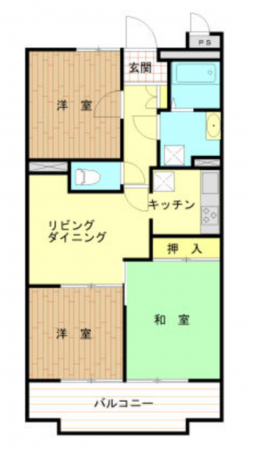 相模原市南区麻溝台、マンションの間取り画像です