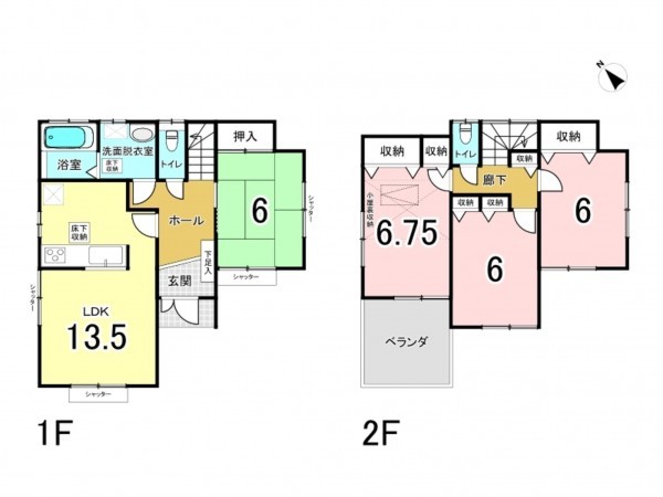 相模原市南区当麻、中古一戸建ての間取り画像です