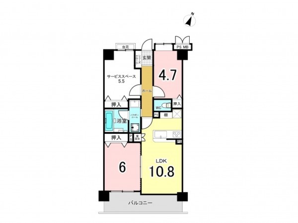 相模原市南区上鶴間本町、マンションの間取り画像です