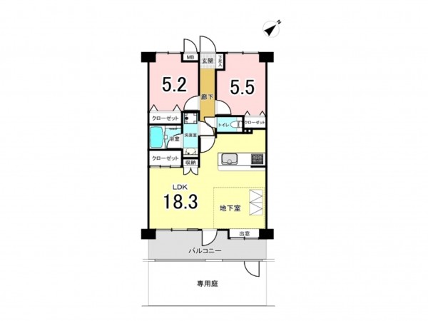 相模原市南区相模大野、マンションの間取り画像です