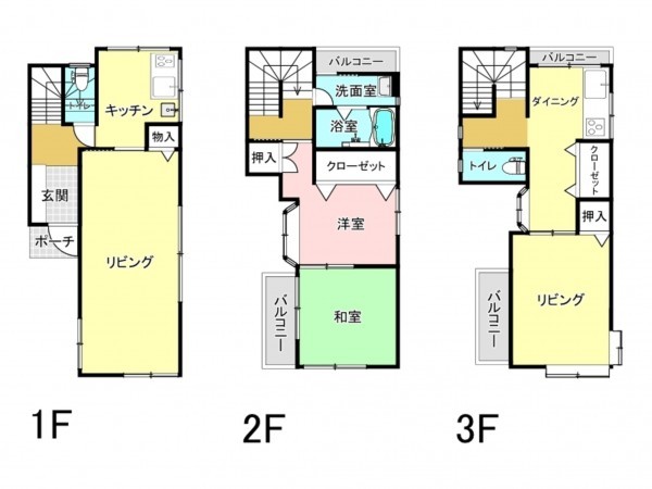 相模原市南区若松、中古一戸建ての間取り画像です