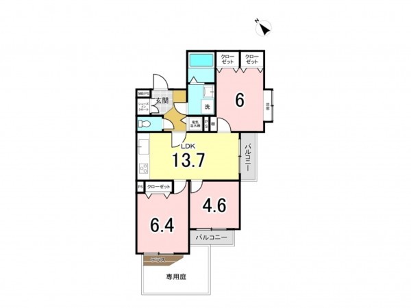 相模原市南区上鶴間本町、マンションの間取り画像です