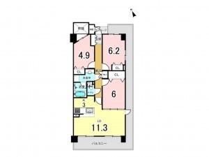 相模原市南区大野台、マンションの間取り画像です