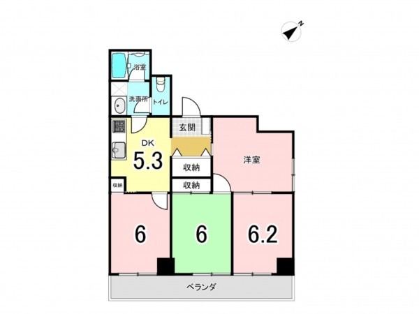 相模原市南区相模大野、マンションの間取り画像です