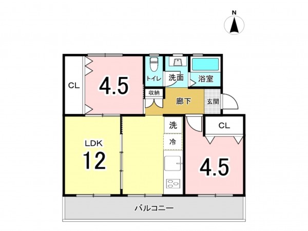 相模原市南区桜台、マンションの間取り画像です