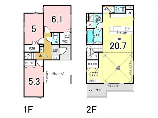 相模原市南区大野台、新築一戸建ての間取り画像です