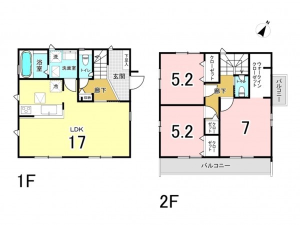 相模原市南区相南、新築一戸建ての間取り画像です
