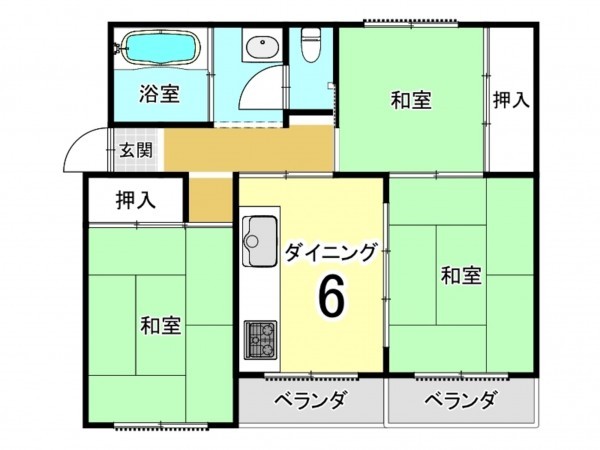 相模原市南区相武台、マンションの間取り画像です