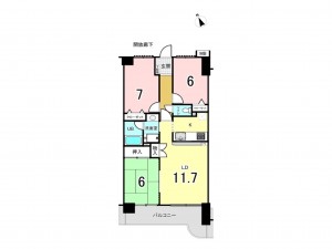 相模原市南区南台、マンションの間取り画像です
