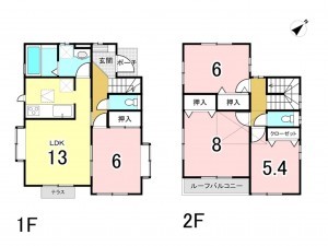 相模原市南区若松、中古一戸建ての間取り画像です