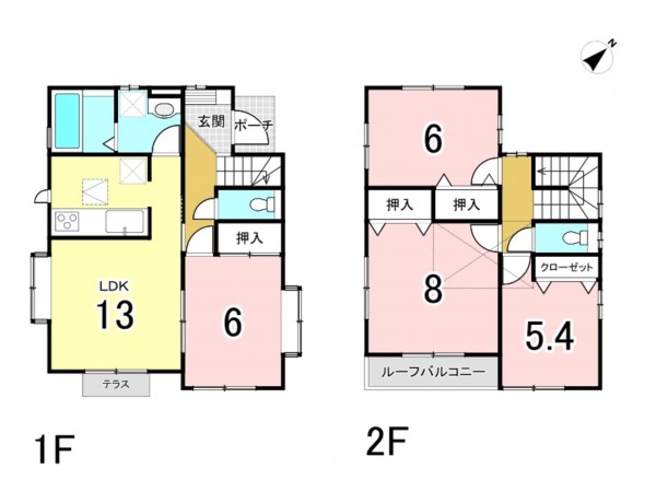 相模原市南区若松、中古一戸建ての間取り画像です