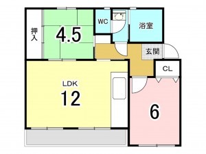 相模原市南区相武台、マンションの間取り画像です