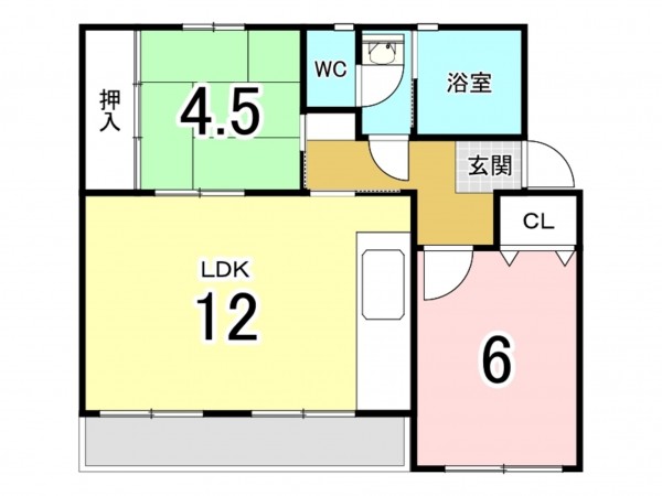 相模原市南区相武台、マンションの間取り画像です