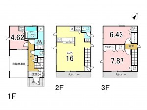 相模原市南区南台、新築一戸建ての間取り画像です
