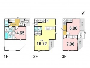 相模原市南区南台、新築一戸建ての間取り画像です